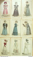 Gravures De Mode Costume Parisien 1824 Lot 13 9 Pièces - Radierungen