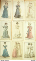 Gravures De Mode Costume Parisien 1824 à 1825 Lot 14 9 Pièces - Acqueforti