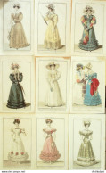 Gravures De Mode Costume Parisien 1825 Lot 15 9 Pièces - Aguafuertes