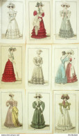 Gravures De Mode Costume Parisien 1825 Lot 17 9 Pièces - Radierungen