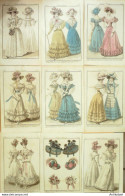 Gravures De Mode Costume Parisien 1826 Lot 24 9 Pièces - Etchings