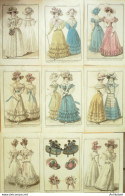 Gravures De Mode Costume Parisien 1826 Lot 24 9 Pièces - Radierungen