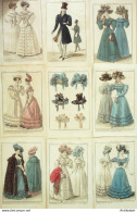 Gravures De Mode Costume Parisien 1826 Lot 25 9 Pièces - Etchings