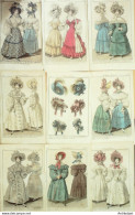 Gravures De Mode Costume Parisien 1829 Lot 29 9 Pièces - Etchings