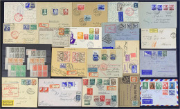 Deutschland: Über 120 Briefe Im Album, Dabei R-Belege, Zeppelinbriefe U.a. 4 Mark Südamerika, Katapultpost DOX, D. Reich - Collections