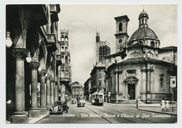 D5403] TORINO VIA PIETRO MICCA E CHIESA DI SAN TOMMASO - TRAM TIPO 3000 Non Viaggiata - Otros Monumentos Y Edificios