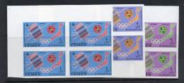 YEMEN  - 1965 - ITU CENTENARY SET OF 3 IN BLOCKS OF 4 IMPERFORATE  MINT NEVER HINGED ,SG CAT £70 - Yemen