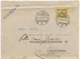 1929 VATICANO SEDE VACANTE 0,50 CENT X FIRENZE POI FATTO PROSEGUIRE X CAVALLINE - Storia Postale