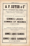 PUB 1921 - Gommes Laques & Résines (disque Phono) AF Suter Londres, Raffinerie Huiles Graissage Vaselines Jasmin - Pubblicitari