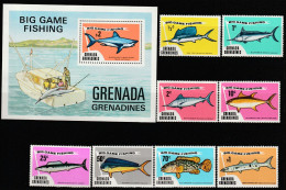 GRENADINES - N°45/52+BLOC N°7 ** (1975) Pêche Sportive - Grenade (1974-...)