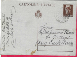 INTERO CARTOLINA POSTALE TURRITA LIRE 1,20 STEMMA (INT.117) DA MOLA DI BARI *10.9.45* PER CASTELLANA - Marcophilie