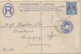 GB 14.1.1897, Very Fine QV 2d Postal Stationery Registered Envelope Uprated With QV Jubilee 2½d, Nice PERFIN „LOW / BK.“ - Covers & Documents