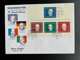 GERMANY 1968 FDC GREAT EUROPEANS 19-04-1968 DUITSLAND DEUTSCHLAND CHURCHILL ADENAUER SCHUMAN GASPERI - 1961-1970