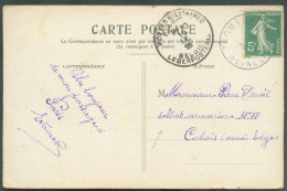 FRANCE 5c. SEMEUSE Sc THOMERY Sur C.P. Du 18-9-1916 Vers POSTES MILITAIRES BELGIQUE (Soldat Armurier AF AP ) à CALAIS - - Belgische Armee