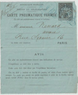 1898 - PNEUMATIQUE - CARTE-LETTRE CHAPLAIN "FERMEE" De PARIS BOURSE - Rohrpost