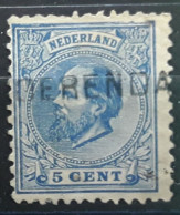 NEDERLAND PAYS BAS NETHERLANDS 1872 Wilhelm III  Yvert No 19 A, 5 C Bleu Obl Cursive ..DERENDA M  , TB - Oblitérés