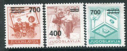 YUGOSLAVIA 1989 Surcharges 400 D, 700 D. (2) MNH / **.  Michel 2359, 2363-64 - Nuovi