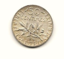 50 Centimes  "semeuse " 1916 ARGENT    TTB - 50 Centimes