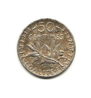 50 Centimes  "semeuse " 1918 ARGENT    TB - 50 Centimes