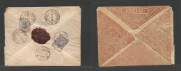 PERSIA. 1918 (19 May) Teheran - Semnan (28 May) Reverse Multifkd Envelope Front Only, Tied Cds Incl Better Scarce Violet - Iran