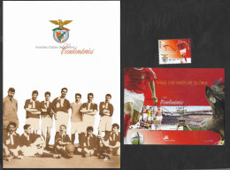 Portugal SLB Benfica Club De Football Clubs Centenaires 2005 Brochure + Timbre + Bloc Soccer Sport Lisboa E Benfica - Clubs Mythiques