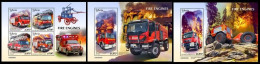 Liberia 2023 Fire Engines. (331) OFFICIAL ISSUE - Trucks