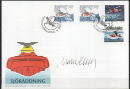 Martin Mörck. Sweden 2007. 100 Anniv Sea Rescue Service. Michel 2575 - 2577. FDC. Signed. - FDC