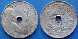 SPAIN - 25 Centimos 1934 "Republic Holding A Olive Branch" KM# 751 II Republic (1931-1939) - Edelweiss Coins - 25 Céntimos