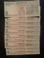 INDIA, P 102q , 10 Rupees , 2014 , UNC   Neuf  FANCY LOW NUMBERS: 91 92 93 94 95 96 97 98 99 100 - India