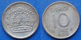 SWEDEN - Silver 10 öre 1954 TS KM# 823 Gustav VI Adolf (1950-1973) - Edelweiss Coins - Suède