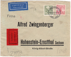 Schweden 1941, 40+60 öre Auf Luftpost Express Brief V. Stockholm N. Deutschland - Storia Postale