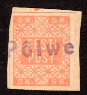 Estland, 5 Kop. 1918 Auf Briefstück M. Provisorischem Stempel Polwe - Estland