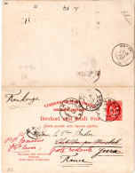 Norwegen P37, 10 öre Doppel Ganzsache Bedarfsgebr. V. Trondhjem N. Frankreich. - Lettres & Documents