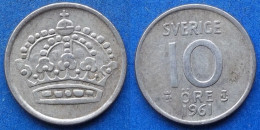 SWEDEN - Silver 10 öre 1961 TS KM# 823 Gustav VI Adolf (1950-1973) - Edelweiss Coins - Suède