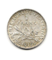 1 Franc  "Semeuse  " 1915 ARGENT   TTB+ - 1 Franc