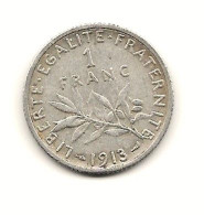 1 Franc  "Semeuse  " 1913 ARGENT   SUP - 1 Franc