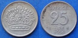 SWEDEN - Silver 25 öre 1956 TS KM# 824 Gustav VI Adolf (1950-1973) - Edelweiss Coins - Suède