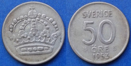 SWEDEN - Silver 50 öre 1953 TS KM# 825 Gustav VI Adolf (1950-1973) - Edelweiss Coins - Suède