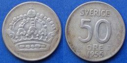 SWEDEN - Silver 50 öre 1955 TS KM# 825 Gustav VI Adolf (1950-1973) - Edelweiss Coins - Suède