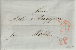 Schweiz Suisse 1845: Faltbrief Mit Rund-Stempel BASEL 31 MAR 1845 (Stempelfarbe Rot Couleur D'oblitération Rouge)>Wohlen - ...-1845 Precursores