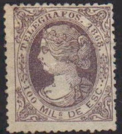 1868 Reine Isabel II, Télégraphe 100 Mil De Escudo, Neuf Avec Trace De Charnière - Telegrafen