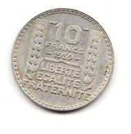 10 Francs  "Turin " 1939 ARGENT   TTB+ - 10 Francs