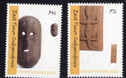 United Nations UN New York Serie 2v 2002 Independence East Timor - Mask Woodwork MNH - Ongebruikt