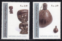 United Nations UN Geneva Serie 2v 2002 Independence East Timor - Mask Woodwork MNH - Unused Stamps