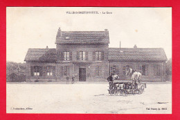 F-80-Villers Bretonneux-02P126  La Gare, Au Premier Plan Cheval, Animation, Cpa BE - Villers Bretonneux