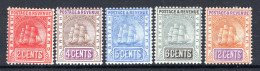 British Guiana 1907-10 Ship - Change Of Colour - Set HM (SG 253-257) - Guyane Britannique (...-1966)