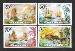 SE)1975 BARBUDA  FROM THE BOAT SERIES, BATTLE OF THE SAINTS, 4 STAMPS MNH - Antigua Und Barbuda (1981-...)