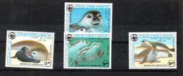 Mauretanien 1986 Satz 871/74 WWF/Monchsrobbe/Meerestiere Postfrisch - Mauritania (1960-...)