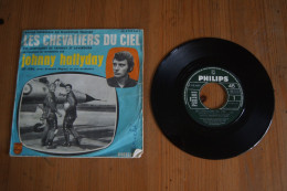 JOHNNY HALLYDAY LES CHEVALIERS DU CIEL SP 196? VARIANTE LABEL VERT FONCE ET BIEM  VALEUR+ FEUILLETON TV - Soundtracks, Film Music