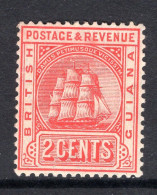 British Guiana 1907-10 Ship - Change Of Colour - 2c Rose-red - Re-drawn - HM (SG 253a) - Guyane Britannique (...-1966)